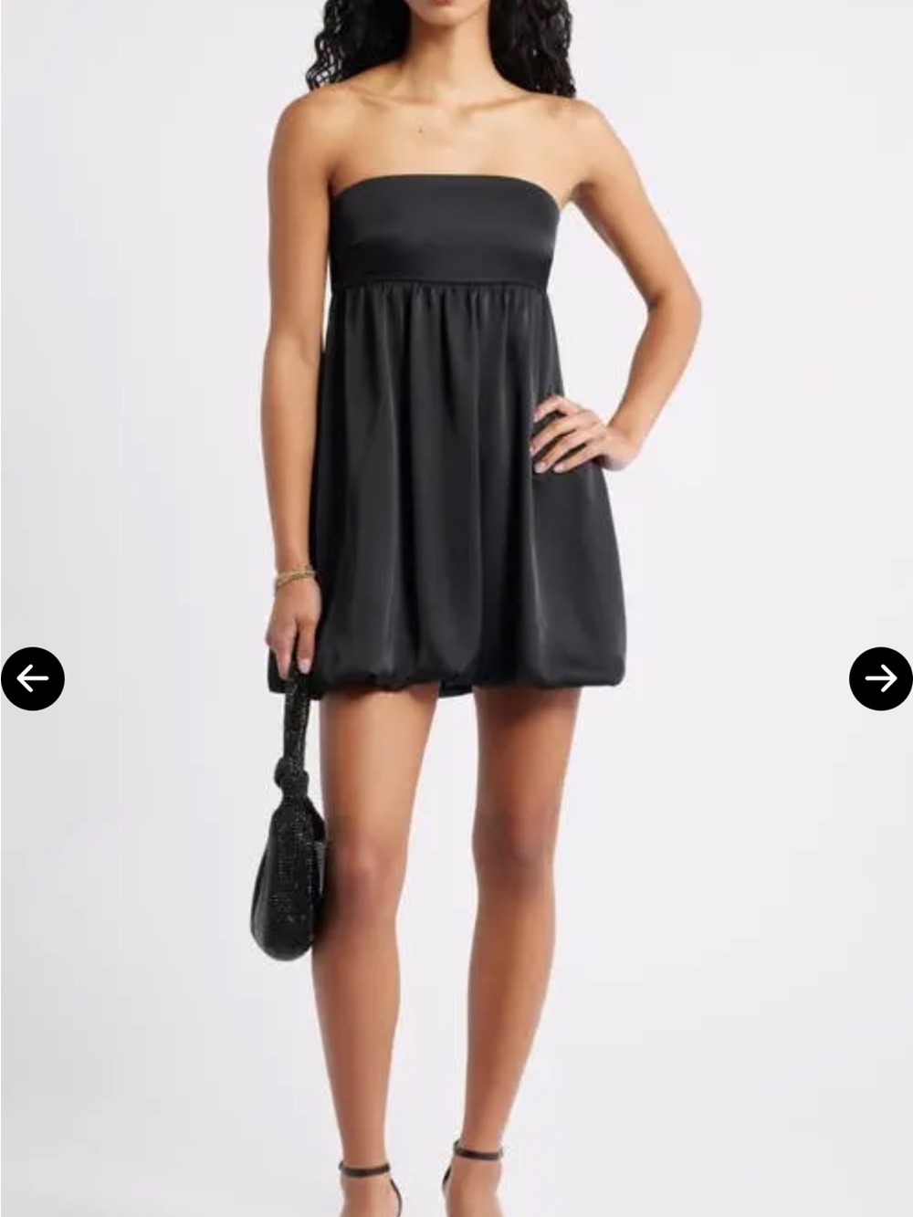 bp Black Strapless Bubble Hem Mini Dress